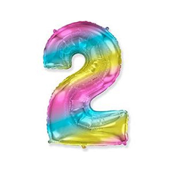 Воздушный шар фольгированный "Цифра 2. Радуга" (Испания) 102 см
