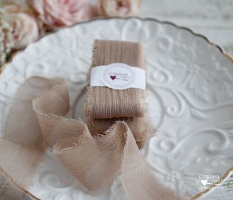 Шелковая лента Cappuccino chiffon 2,5 см * 1 метр