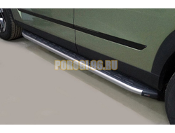 Пороги алюминиевые с пластиковой накладкой (карбон серебро) 1720 мм ТСС для Jaecoo J7 1.6T 2WD 2023-