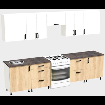 Кухня Эконом 2,4 метра (1200х1200) Цвет: Белый/Дуб Сонома