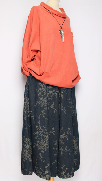 Рубашка "Вельвет хомут роза" коралл, джинс до р.56