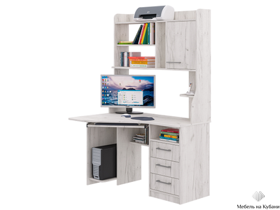СК-25 угловой компьютерный стол с надстройкой Крафт светлый
