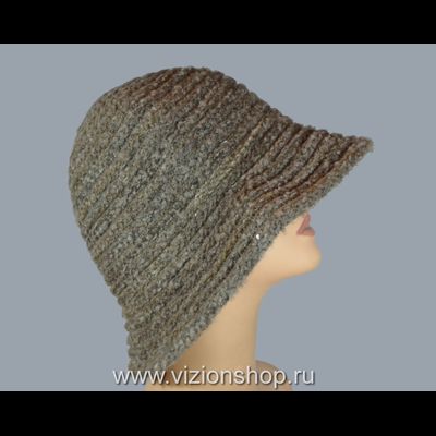 Бежевая женская шляпа с полями вязаная Италия Vizio 6484