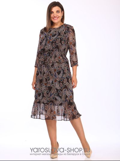 Модель: 2031.Женское шифоновое платье с абстрактным принтом