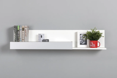 Полка Торонто 16.475 белый шагрень, стальной серый