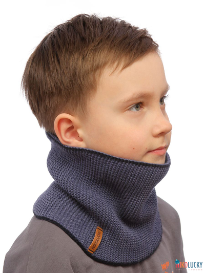 Шарф(снуд)  22-33 двойной,цвет темно-синий,джинс размер 2