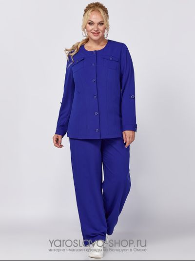 Модель: А-3972.Стильный 2-х предметный костюм в синем цвете