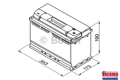 Термокейс ТК-Е5 Euro box, подходит для авто с АКБ А/h: 90, 92, 95, 100, 110, Габариты, мм: 353*175*190