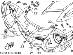 Передняя решетка оригинал Yamaha 1XD-F8309-00-00 для Yamaha