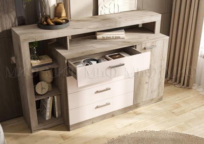 Ангара Комод кашемир/дуб крафт серый Ш1602хВ1040хГ476 мм