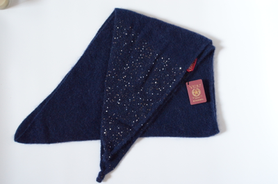 Vizio 6943 ST синий шарф платок вязаный с пайетками Италия