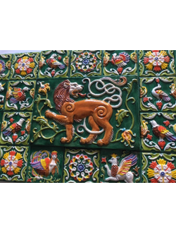 Изразцовое цветное панно "Лев царский"