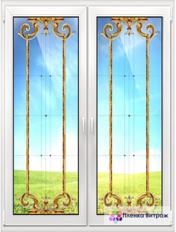 Витражная пленка, витражная пленка самоклеющаяся,пленочный витраж с классическим рисунком прозрачная