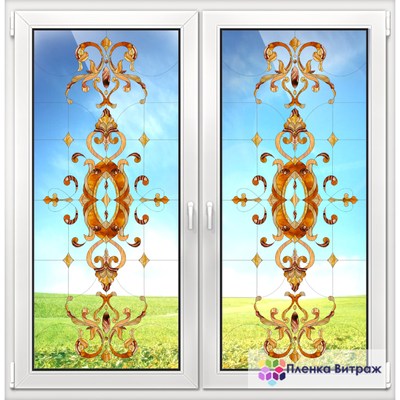 Витражная пленка, витражная пленка самоклеющаяся, пленочный витраж с классическим рисунком