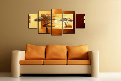 Модульная картина "Солнце и два дерева"