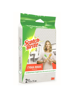 Губка меламиновая Scotch-Brite Magic 11х7.5см, для твердых поверхностей