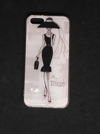 Защитная крышка силиконовая iPhone 5/5S, черно-белый рисунок &#039;Девушка&#039;