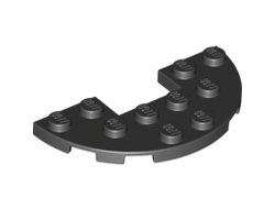 Plate, Round Half 3 x 6 with 1 x 2 Cutout, Black (18646 / 6138405)