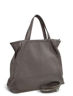 (АРТИКУЛ: 10016/5) СУМКА ЖЕНСКАЯ, СРЕДНЕГО РАЗМЕРА, НАТУРАЛЬНАЯ КОЖА, БЕЖЕВО-СЕРАЯ, С ПЛЕЧЕВЫМ РЕМНЕМ