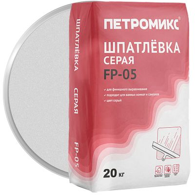 Шпатлевка цементно-известковая ПЕТРОМИКС FP-05 Серая 20 кг