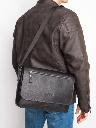 Кожаная мужская сумка Caltrano black (арт. 5067-01)