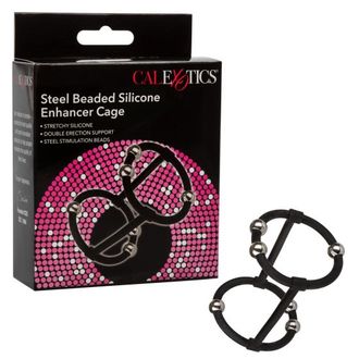 1426-40-3 Эрекционное кольцо с стальными бусинами Steel Beaded Silicone Enhancer Cage