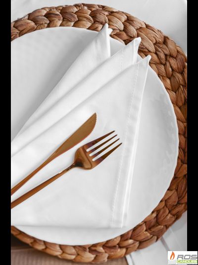 Текстильная салфетка для ресторана 45*45см, белая, евроуголок, без рисунка