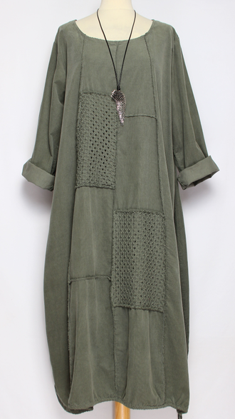 Платье Бохо вельветовое "Сетка трикотажная спинка" хаки, графит, джинс до р.56