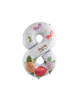 Шар 40"/102 см Цифра 8, Розы