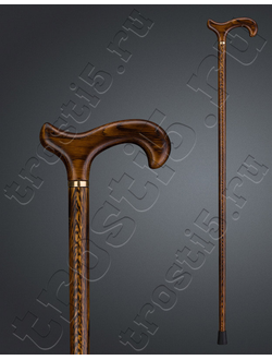 дубовая трость коричневого цвета с красивыми узорами древесины