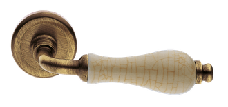 Дверные ручки Morelli Luxury CERAMICA OBR/ANT с керамической вставкой Цвет - Бронза/Керамика античная