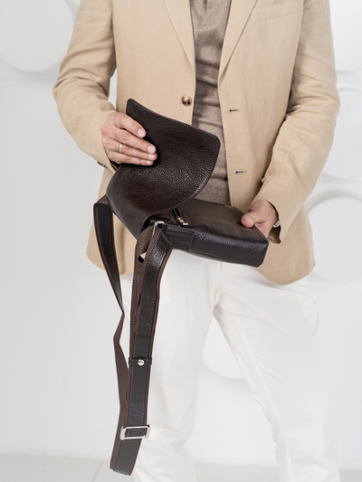 Кожаная мужская сумка Vallecorsa black (арт. 5044-01)