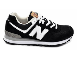 New Balance 574 Черные с белой буквой (41-45) Арт. 395M-A