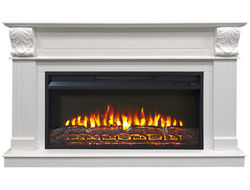 Линейный электрокамин Глория RF WT с очагом Flash 36