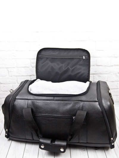 Кожаная дорожная сумка / рюкзак Napoli black 
(арт. 4034-01)