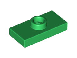Plate, Modified 1 x 2 with 1 Stud with Groove and Bottom Stud Holder Jumper, Green (15573 / 6092586)