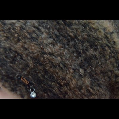 Пушистый женский вязаный берет Vizio Италия 6957 коричневый