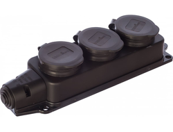 Колодка тройная однофазная с заглушками с/з каучук 16А 250В IP44 (еврослот) UNIVersal 602230