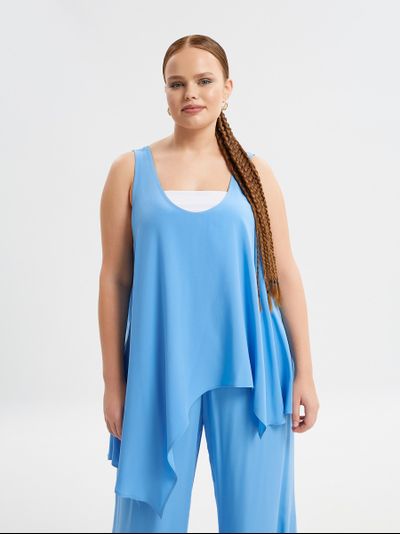 Топ-майка ассиметричный голубого цвета