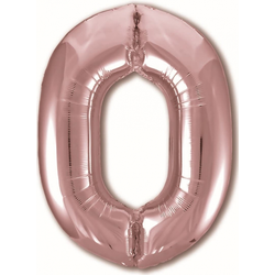 Воздушный шар фольгированный "ЦИФРА 0. РОЗОВОЕ ЗОЛОТО Slim" 102 см.