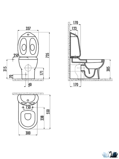Унитаз-биде Creavit Ducky DC360-00CB00E-0000 детский с бачком DC400-00CB00E-0000