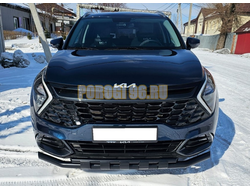 Защита переднего бампера двойная с перемычками с покрытием "раптор" Папа Тюнинг d60/42 для KIA Sportage 2022- комплектация GT-Line (кроме комплектации Style и X-Line)