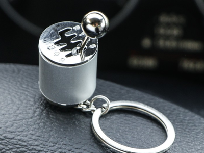 Брелок рычаг КПП, металл, СЕРЕБРО