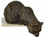 статуя, статуэтка, медь, бронза, металл, фигурка, кот, кошка, на полке, животное, котик, сидит, cat