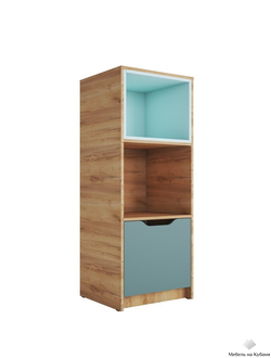 Rich Стеллаж СЖ-002 Дуб Крафт золотой - Мята/Сумеречный голубой