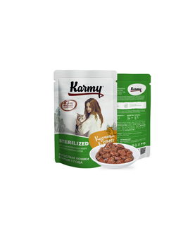 Пауч Karmy (Карми) влажный корм (пауч) для стерилизованных кошек, курица в соусе 80 г