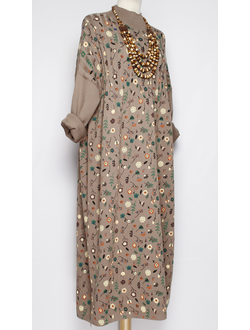 ПЛАТЬЕ БОХО хлопок "ПРОВАНС РУКАВ РЕЗИНКА" какао р.52-56