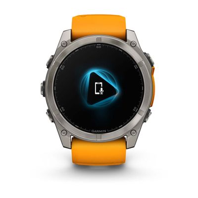 Умные часы Garmin Fenix 8 - 51 мм, AMOLED Sapphire, Titanium, светло-серый, оранжевый силиконовый ремешок (010-02905-11)