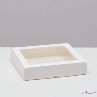 Коробка складная, с окном, белая, 26 х 26 х 4 см