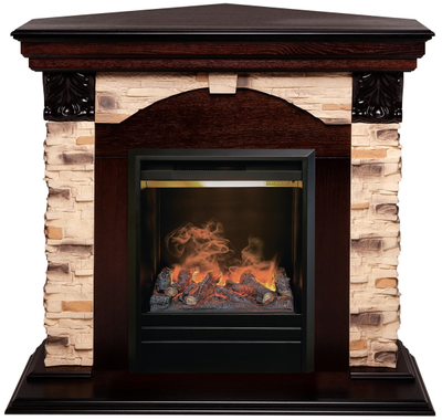 Угловой электрокамин Dublin Rock AO с очагом 3D Olympic